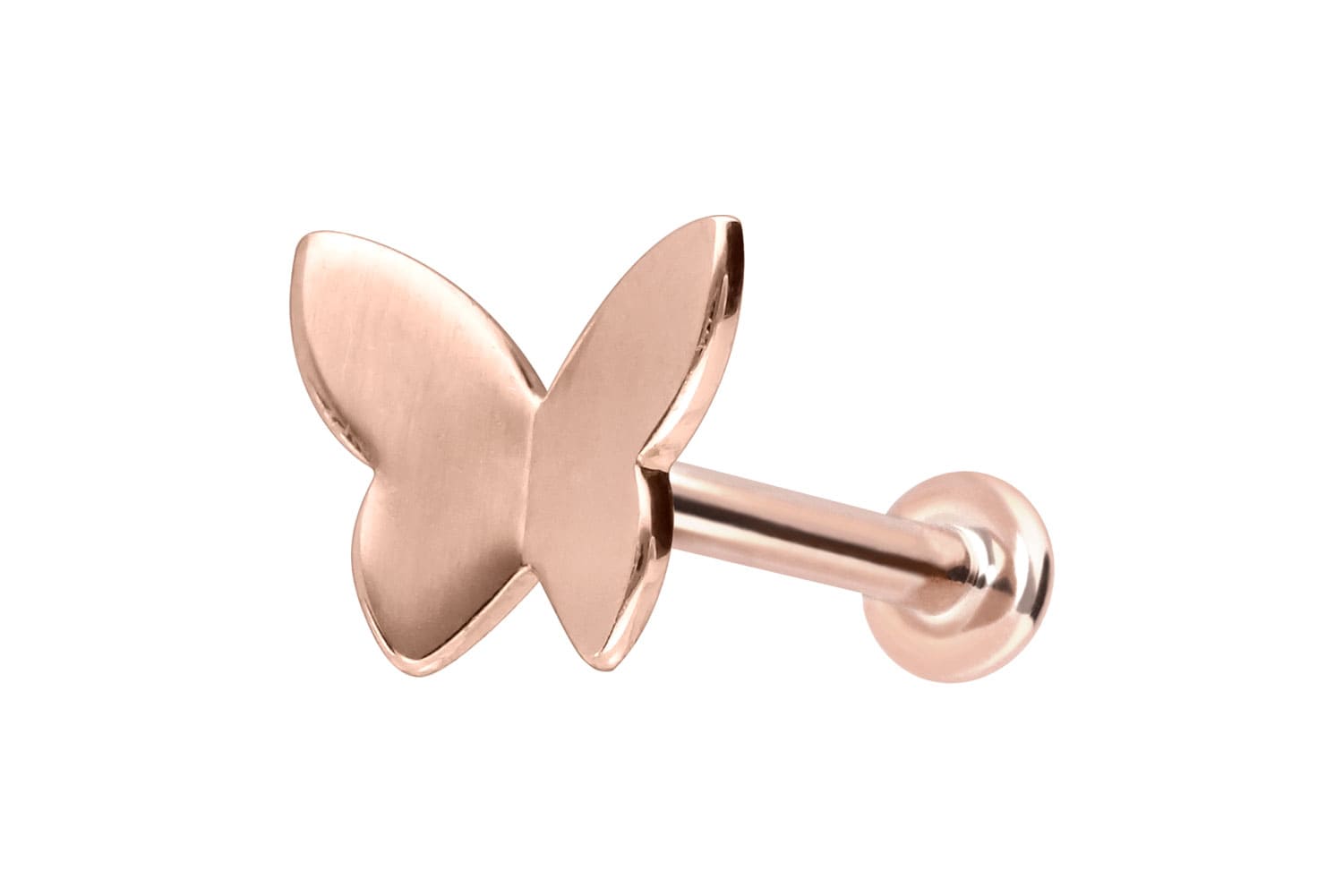 14 Karat Gold Labret Piercing mit Innengewinde SCHMETTERLING